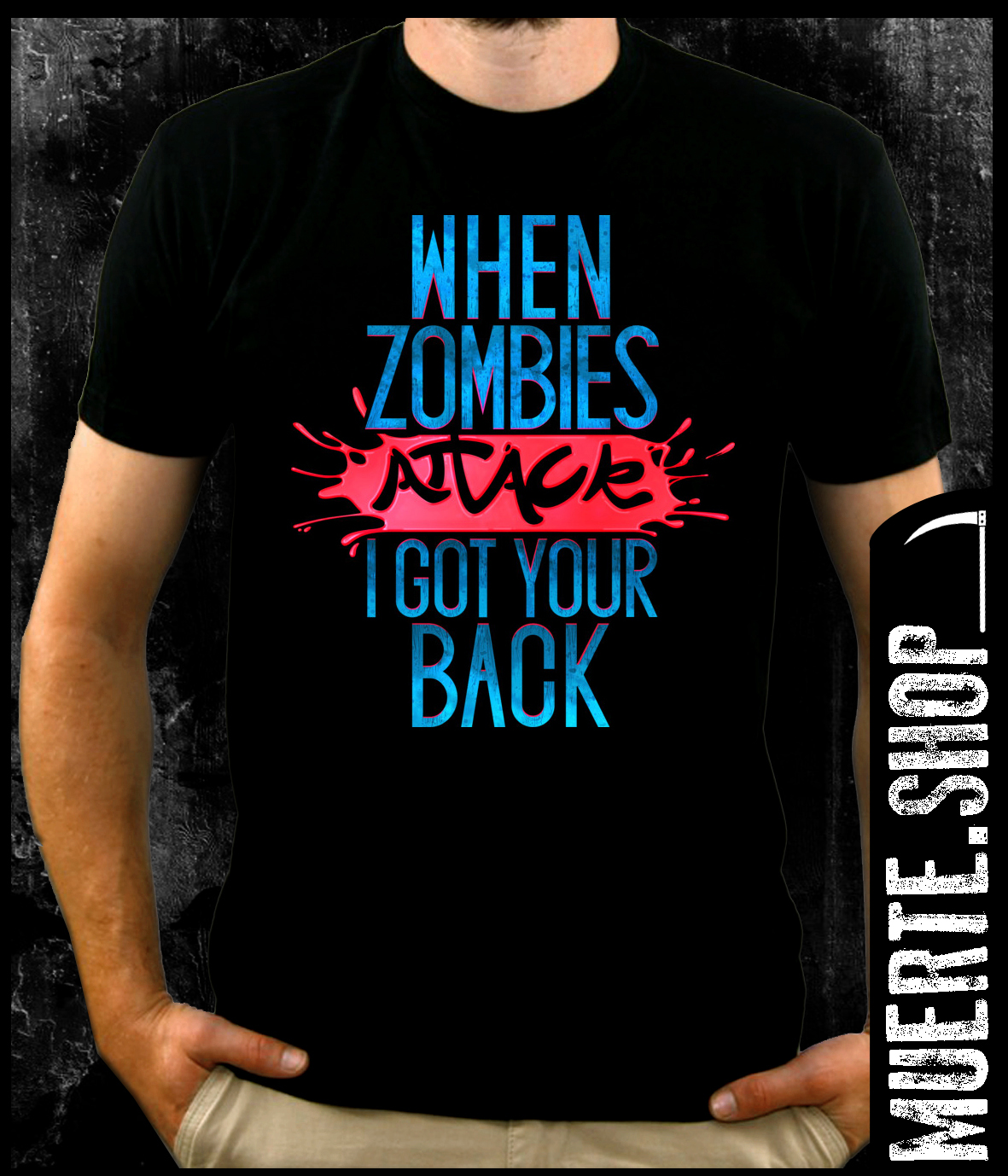 Черна тениска WHEN ZOMBIES ATTACK